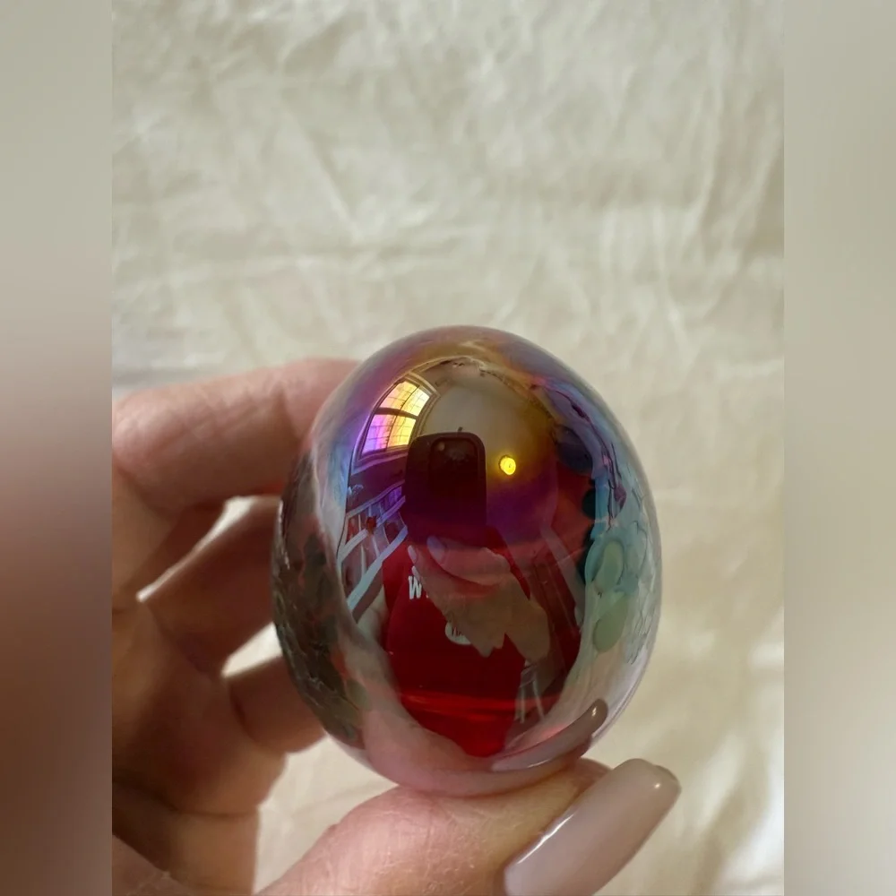 GES 95 Iridescent Egg | Glass Eye Studio | Art Paperweight Dated Signed